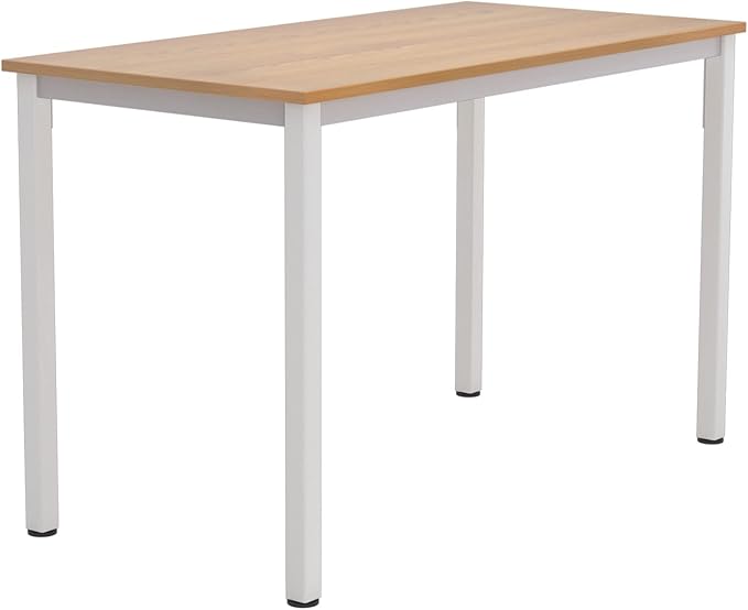 SogesGame Computer Desk 47.2 inches Small Office Desk Computer Table Study Writing Desk Workstation for Home OfficeDining Table Teak White