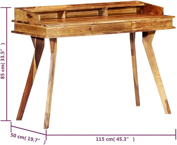Rustic Farmhouse Writing Desk 45.3 Home Office Work Study PC Desk with Drawers and Hutch Wood Writing Table Study Desk for Living Room Study Room Brown