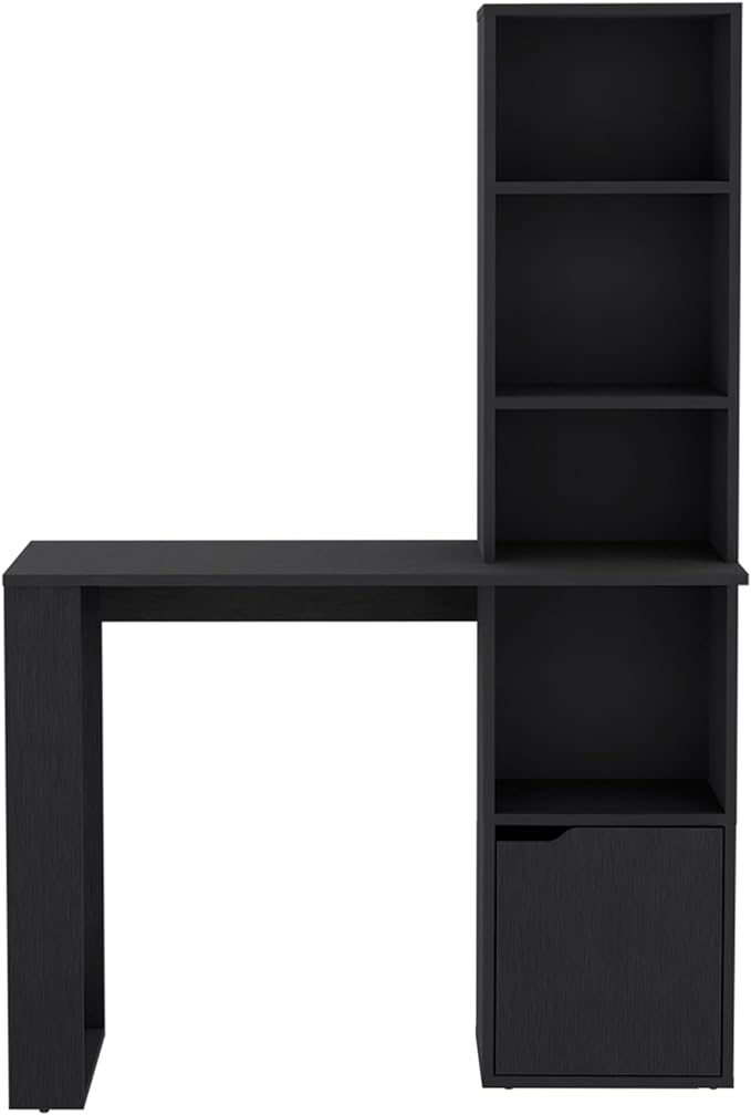 Computer Desk Home Office Desk Computer Desk with 1-Cabinet and 4-Tier Bookcase for Study and Home Office