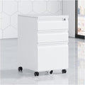 Floor Standing File Cabinet Movable Cabinet Three Drawers Steel Movable Push Cabinet Lockable Storage Cabinet (H)