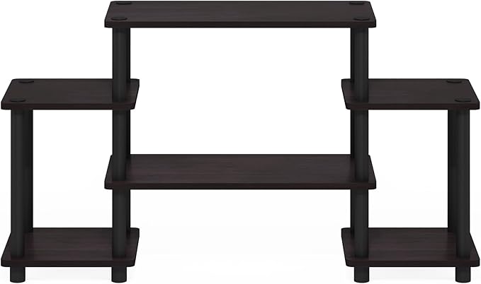 Furinno Turn-N-Tube No Tools Entertainment Center Round Square corner Dark Walnut11257DWN