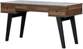 Pemberly Row Computer Desk with Power Bar Natural Walnut Finish Melamine Top Scratch and Water Resistant Scandinavian Style Home Office Desk with Deep Drawers and USB Outlets