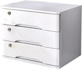 Desktop File Cabinet - Wooden Desktop Storage Box with Lockable Drawers Storage Box Office Supplies A4/Receipt File Organizer Flat File Cabinet