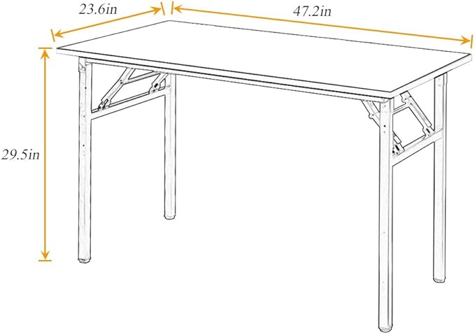 SogesPower Computer Desk Folding Table 47 inches Fully Assembled Sturdy Writing Desk for Home Office Folding Desk White