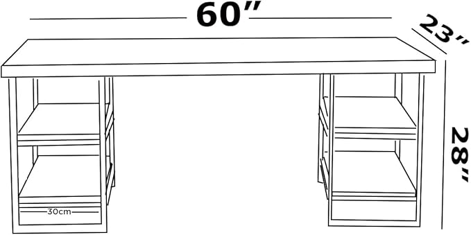 Furnish Home Store Buket Metal Frame 60 Extra Wide Wood 4 Shelves Writing and Computer Desk for Home Office Black Solid Wood Black 4 Shelves Home Office Durable