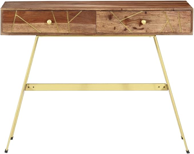 Writing Computer DeskHome Computer DeskLaptop TableIndustrial Simple Workstation Tablefor Small SpaceHome Office TableWriting Desk with Drawers 39.4x21.7x29.5 Solid Sheesham Wood