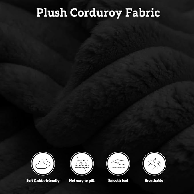 157.6 Cloud Couch Oversized Modular Sectional Sofa Boneless U-Shaped 6 Seater Deep Seat Couch with Ottoman Soft Corduroy Upholstery DIY Combination for Living Room No Assembly Required Black