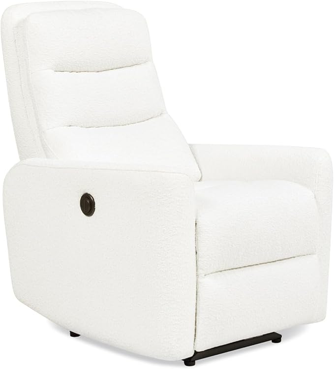 Jennifer Taylor Home Bloomy 35.5 Power Recliner High-Back Nursery Lounge Chair Chiffon White Boucle