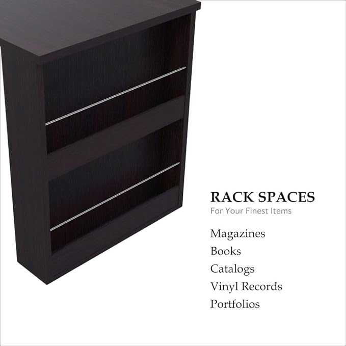 Furniture of America Collin Modern 3-Drawer and 2 Magazine Racks Wood 60-inch Office Desk with Built-in File Cabinet for Study Room Home Office Espresso