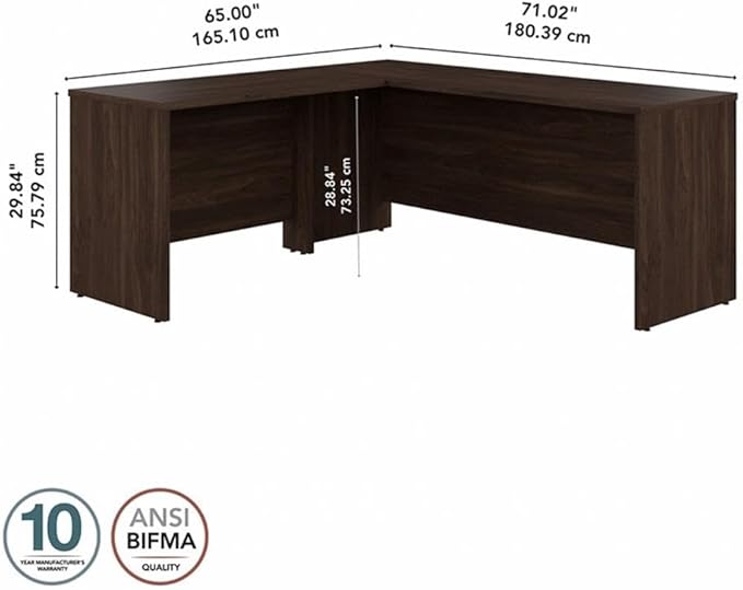 Bush Business Furniture Studio C 72W x 24D L Shaped Desk with 42W Return in Black Walnut