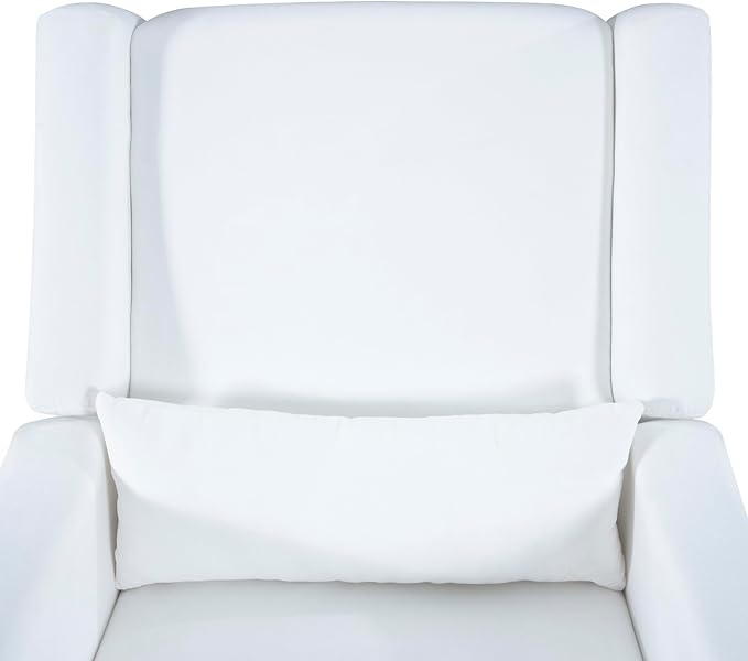 Naomi Home Tanya Luxury Motion Recliner Chair Bright White – Plush Upholstered Glider Rocker with USB Charging Swivel and Lumbar Support for Nursery Comfort 275 lbs Capacity