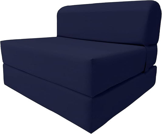D&ampD Futon Furniture Sleeper Chair Folding Foam Bed Portable Studio Guest Sofa Beds 6 x 36 x 70 Navy Blue