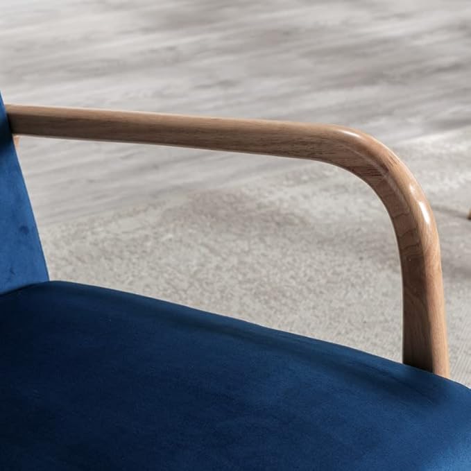 Classic Comfortable Modern Boho Velvet Upholstered Lounge Armchair for Living Room Reading Bedroom Office and Small Spaces Blue
