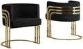 MAKLAINE Black Velvet Accent Barrel Leisure Chair 24 L x 22 W x 30 H Modern Design with Gold Chrome Legs Comfortable Minimalistic Style for Living Room or Bedroom Use