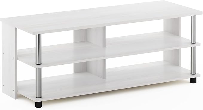Furinno Sully 3-Tier Stand for TV up to 48 Inch White Oak/Chrome