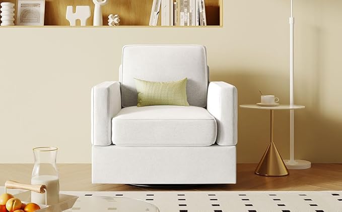 Upholstered Swivel Barrel ChairModern Arm Chair for Living Room and Bedroom