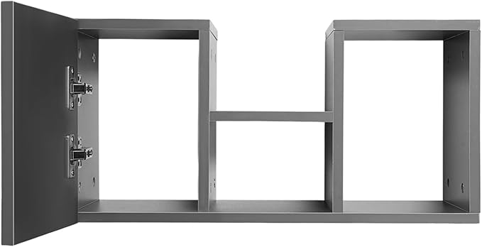 Wall Mounted Folding Table with BookshevesFloating Desk with BookcaseWooden Fold Down Laptop Table for Small SpaceHome Office BedroomStudy RoomDormGrey