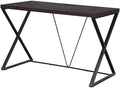 Pemberly Row Industrial Metal Computer Desk 47.25 x 23.62 x 30 in Elm Wood Grain Top Black Powder-Coated Frame Simple Clean Lines Rustic Style Home Office Desk