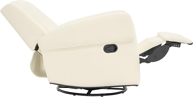 Christopher Knight Home Hayezi 360° Swivel Rocker Recliner Sofa with Dual Reclining Positions Living Room Lounge Chair Chenille Fabric Recliner for Living Room Bedroom &amp Nursery White