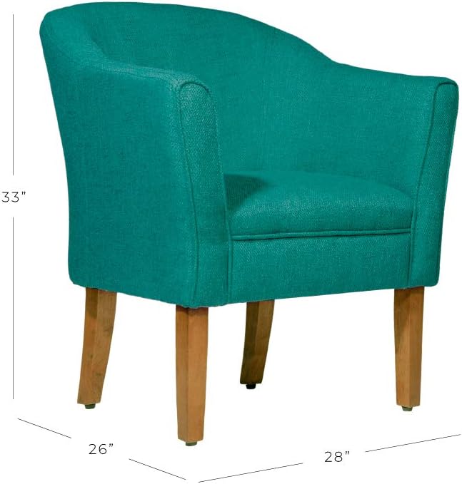 HomePop Barrel Shaped Accent Chair Arm Rest solid fabric and woodTeal Medium