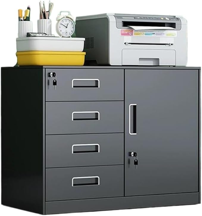 Office Filing Cabinet with Locking Tin File Cabinet Multi Drawer Storage Cabinet Floor Low Cabinet (Color : Black)