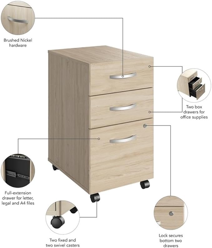 Bush Business Furniture Series C Collection 60W x 43D Right Hand L-Bow Desk Shell in Hansen Cherry Large Office Workstation for Professional Workspace