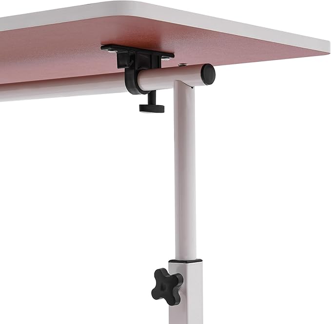 Adjustable Height Standing Desk 180° Adjustable Tilt Angle Portable Mobile Laptop Desk for Sitting and Standing Rolling Computer Stand with 360° Swivel Wheels for Home Offices (White)