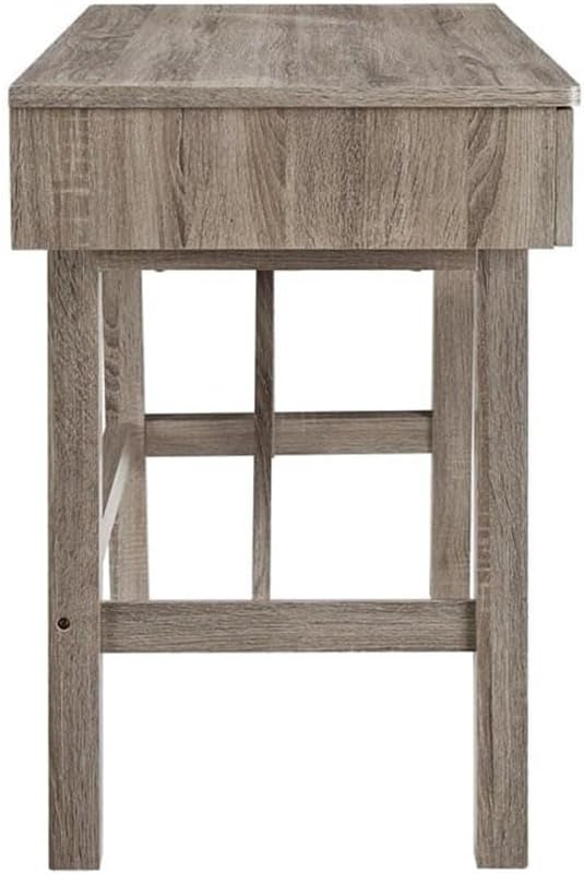 Allora Transitional Wood Home Office Desk Gray Wash Finish 47.13 W x 21.25 D x 31.13 H 2 Drawer Design Compact Modern Rustic Style for Small Spaces Sturdy MDF and Particle Board Construction