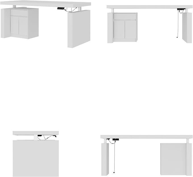 Electric Standing Desk 29.5-44.1 Height Adjustable Computer Desk with Drawer and Storage Cabinet Memory Study Writing Gaming Table for Home Office White