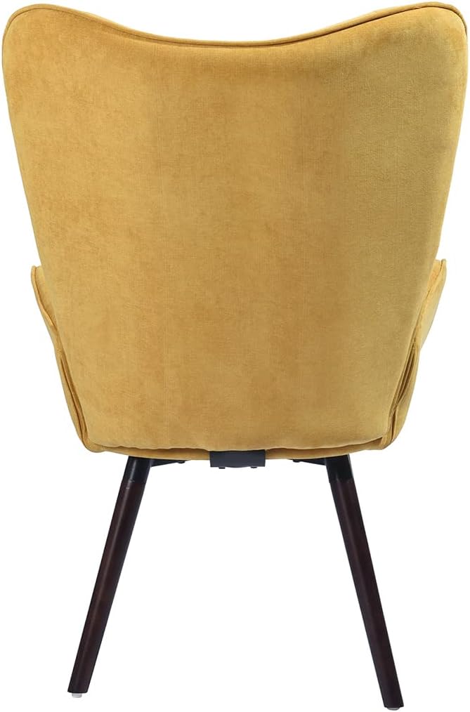 Accent Chair Ottoman Set for Living Room Wing Back Armchair Tufted Back Upholstery Living Room Chairs - Orange