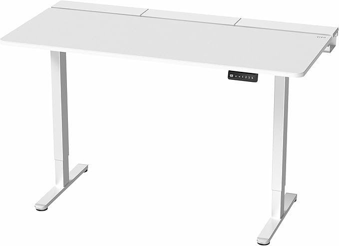 VIVO Electric 60 x 30 inch Standing Desk with Concealed Trays and Full-Size Mouse Pad Dual Motor Memory Controller Height Adjustment White Top White Frame DESK-KIT-E2W-P3W