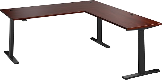 Bush Business Furniture 72-inch Height Adjustable L Shaped Standing Desk Electric Sit-Stand Corner Computer Table Ergonomic Office Move 60 Series Hansen Cherry with Black Base