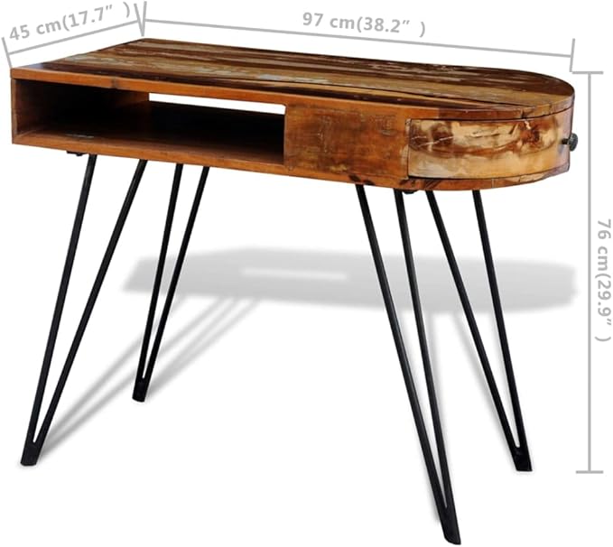 vidaXL Desk Computer Desk Home Office Desk with Iron Legs Solid Wood Reclaimed