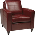 BOWERY HILL Modern Faux Leather Upholstered Club Chair 33.25 in H x 30 in W x 34 in D Red Finish Solid Wood Legs Tool-Free Assembly Comfortable Accent Seating for Living Room or Office