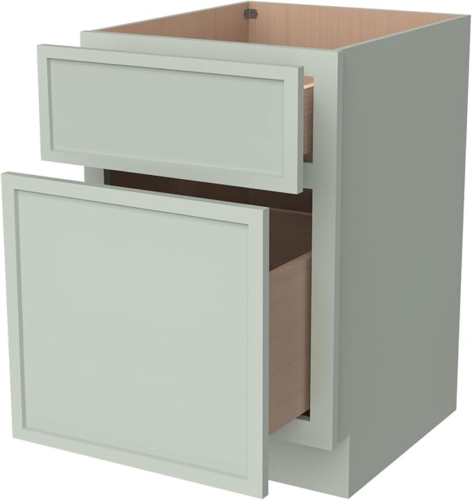 RTA Solid Wood File Cabinet with 2 Drawers Desk Under-Table Wooden File Cabinet Suitable for Bedside or Freestanding File Storage Cabinet (Jade Green 18 W × 21 D × 29.5 H)