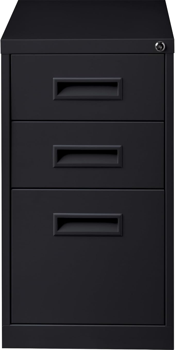 Lorell 1-Divider Mobile Pedestal Box/Box/File 15 by 19 by 27-3/4-Inch Black