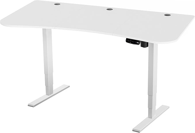 VIVO Electric 63 x 32 in Standing Desk Memory Height Adjustment 176 lb Frame Support 2E Series White Top White Frame DESK-KIT-2E1W