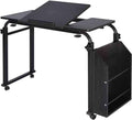 Mobile Stretchable DeskHeight Adjustable and Tilt Laptop Desk with Wheels Storage Desk Home Office Computer Workstation (Style 1Black)