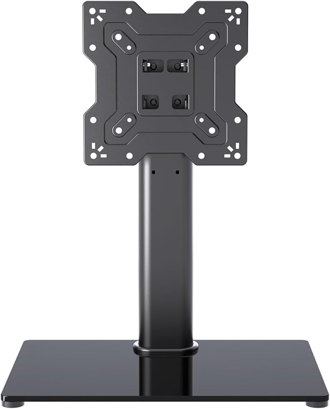 Universal TV Stand Base Table Top TV Stand for 17-43 Inch LCD/LED TVs Height Adjustable Monitor Mount Stand with Tempered Glass Base Holds up to 88lbs VESA 200x200mm TS103