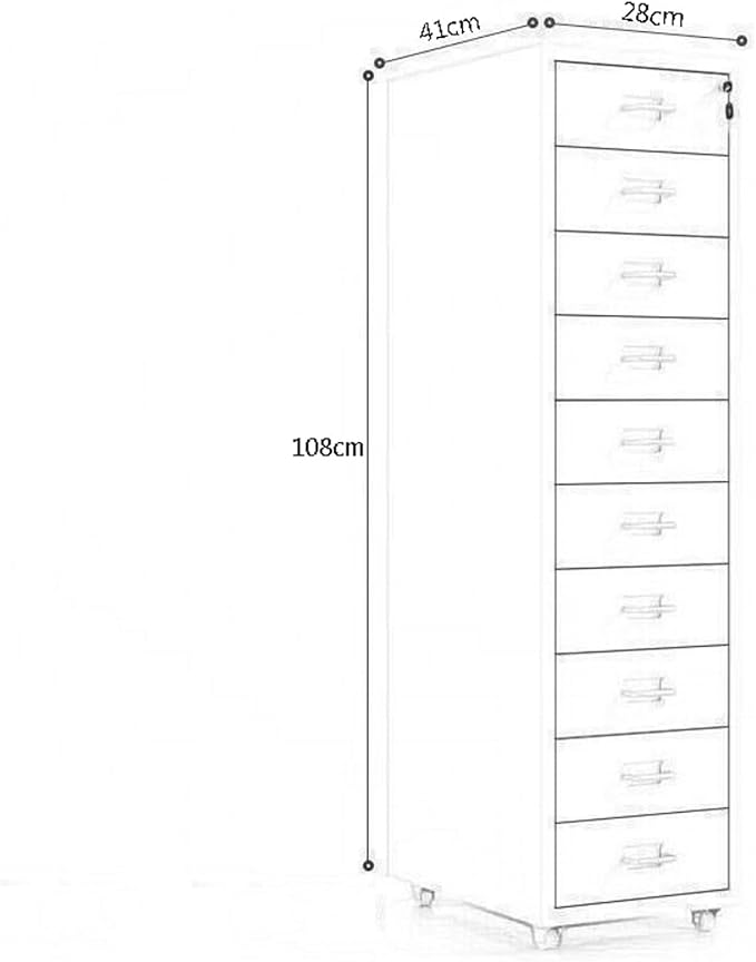 File Cabinet Tin Cabinet Storage Cabinet Under Desk Cabinet with Lock Mobile Drawer Cabinet 3/5 /6/8 /10 Drawers Storage Data Cabinet (Size : 10F)