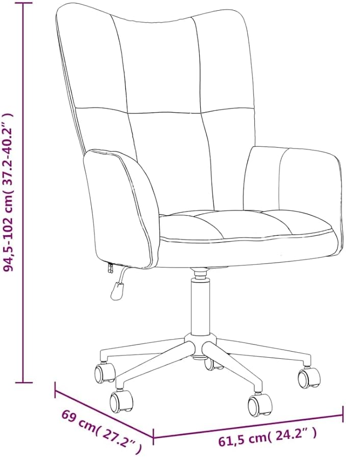 vidaXL Relaxing Chair with Adjustable Height in Light Gray Velvet Steel Frame and Swivel Mechanism - Modern Seating for Office or Living Room