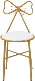 Modern Vanity Chair Stool Cute Butterfly Makeup Chair with Backrest Creative Gold Metal Bow Chairs for Living Rooms Bedrooms Kitchen Terraces Office (White)