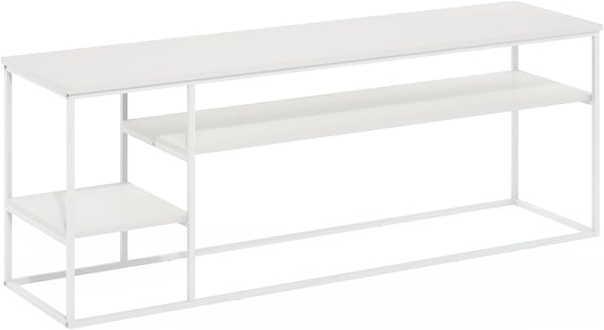 Furinno Moretti Modern Lifestyle TV Stand Entertainment Center for TV up to 65 Inch for Living Room Bedroom White/White