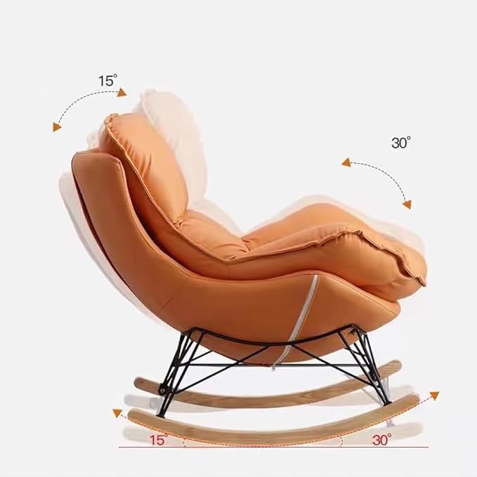 LITFAD Modern Rocking Chair Faux Leather Leisure Glider Chair Upholstered Rocking Seat Comfy Rest Reading Chair Water Resistant Nursery Chair for Living Room Bedroom Nursery-Yellow