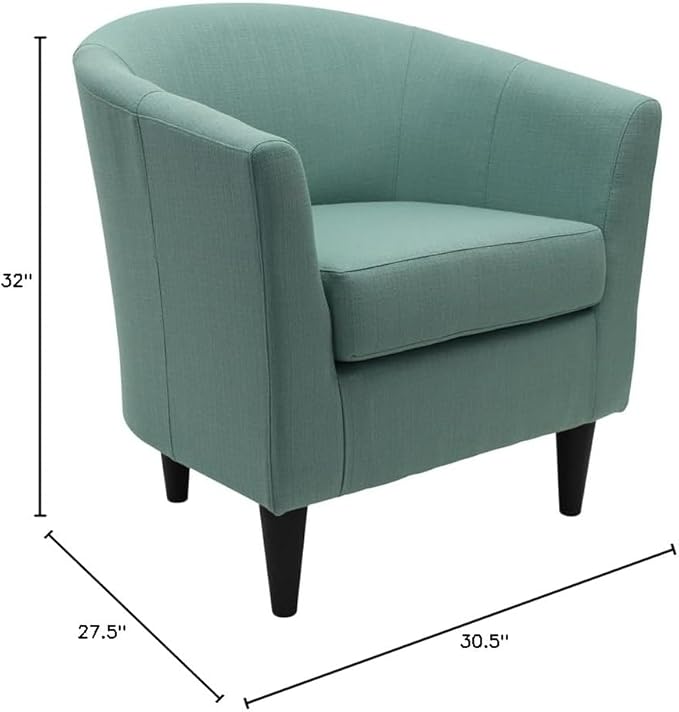Pemberly Row Traditional Polyester Fabric Club Chair Blue Finish 32 H x 30.5 W x 27.5 D 17.5 Seat Height Padded Seat Modern Style Accent Chair for Living Room or Bedroom