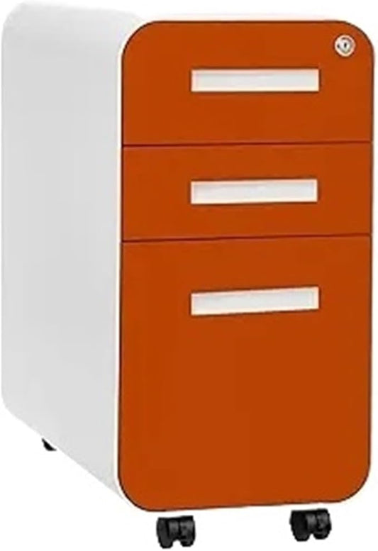 Mobile File Cabinet Slim 3-Drawer Mobile File Cabinet with Lock - Under Desk Metal Filing Cabinet Legal/Letter File Folders(Color7)