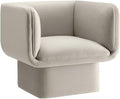 Modway Tate Performance Velvet Accent Chair in Almond - Upholstered Club Chair - Modern Barrel Armchair - Comfy Reading Leisure Chair for Living Room Bedroom Office