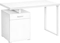 Penau Computer Desk for Home Office 48 Inch White Laminate with Storage Drawers Left or Right Setup Modern Contemporary Design