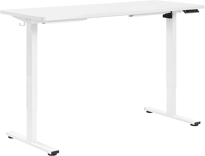 OSP Home Furnishings Primo Sit-to-Stand Electric Height Adjustable Office Desk with Hook White 5 Feet Wide