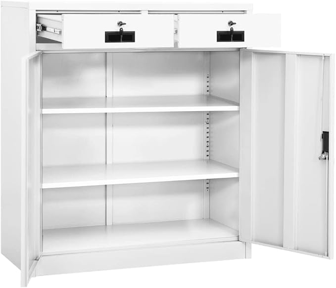Office CabinetStorage Cabinet Steel Office Storage File Cabinet Storage Cabinet for Home Office Garage for Bedroom Living Room White 35.4x15.7x40.2 Steel